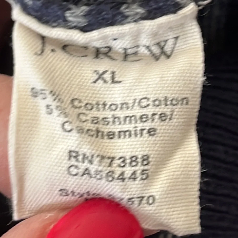 J. Crew navy/gray striped v-neck cotton/wool sweater size XL